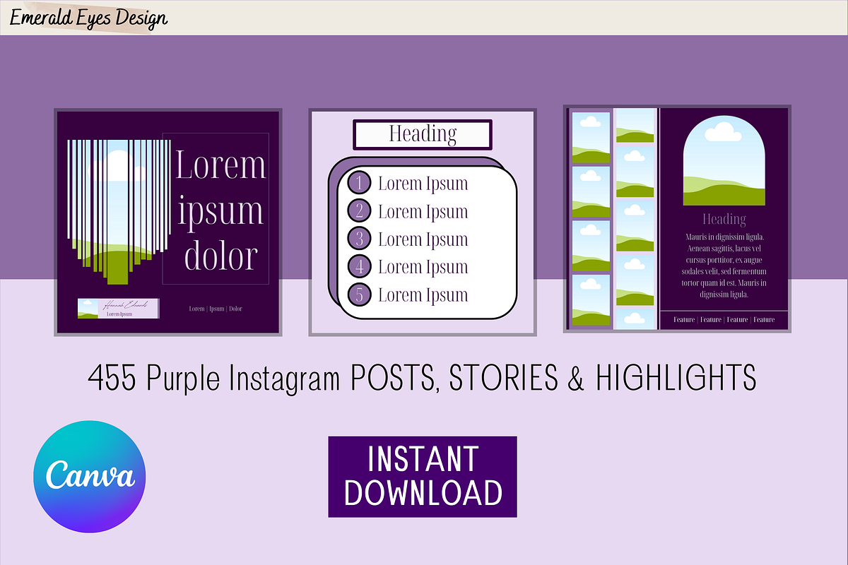 455 Canva Purple Instagram Template, a Social Media Template by Emerald Eyes Design (Photo 9 of 11)
