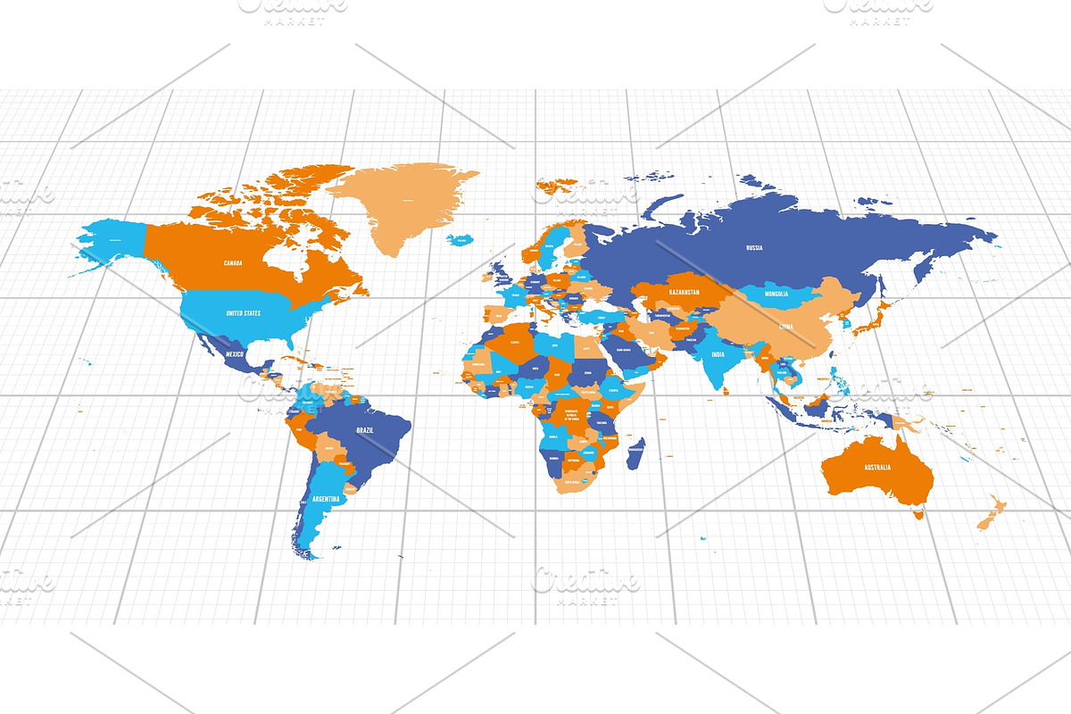 Colorful geopolitical map of World, a Technology Illustration by pytyczech