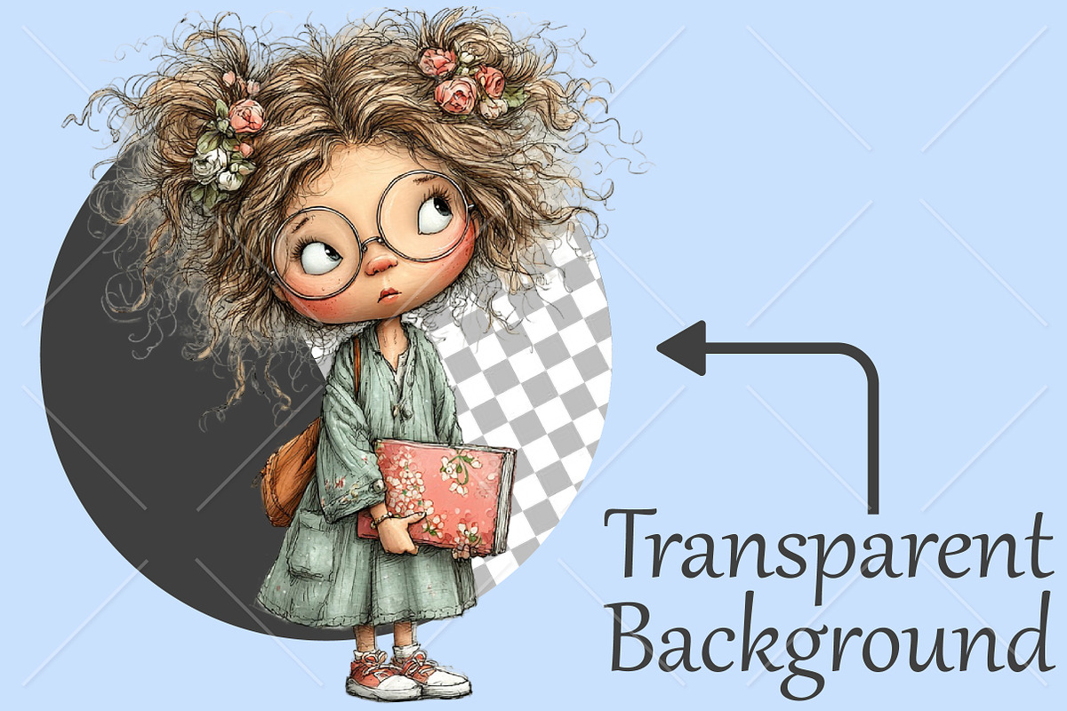 Whimsical Back to School Girl PNG, a Seasonal Illustration by Canvas Craft (Photo 2 of 10)