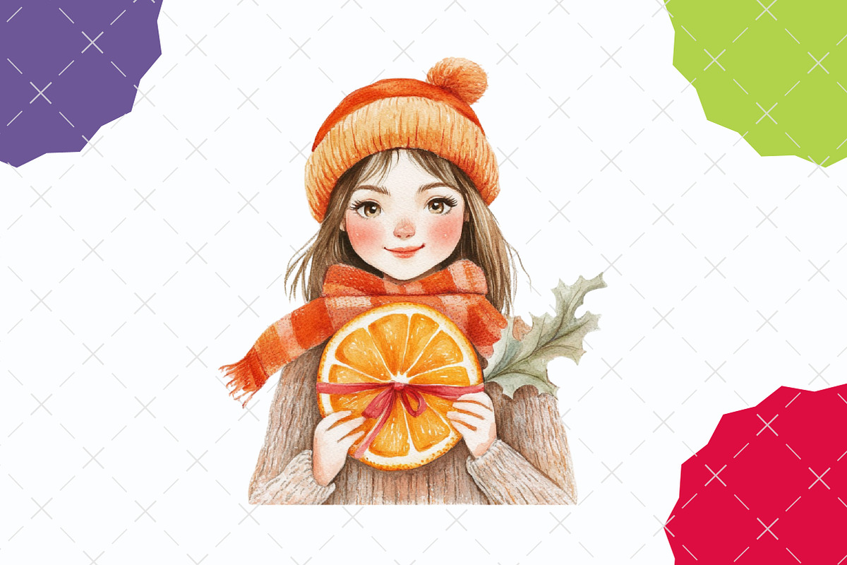 Cozy Tangerine Winter Clipart, an Illustration by designcity5 (Photo 5 of 5)