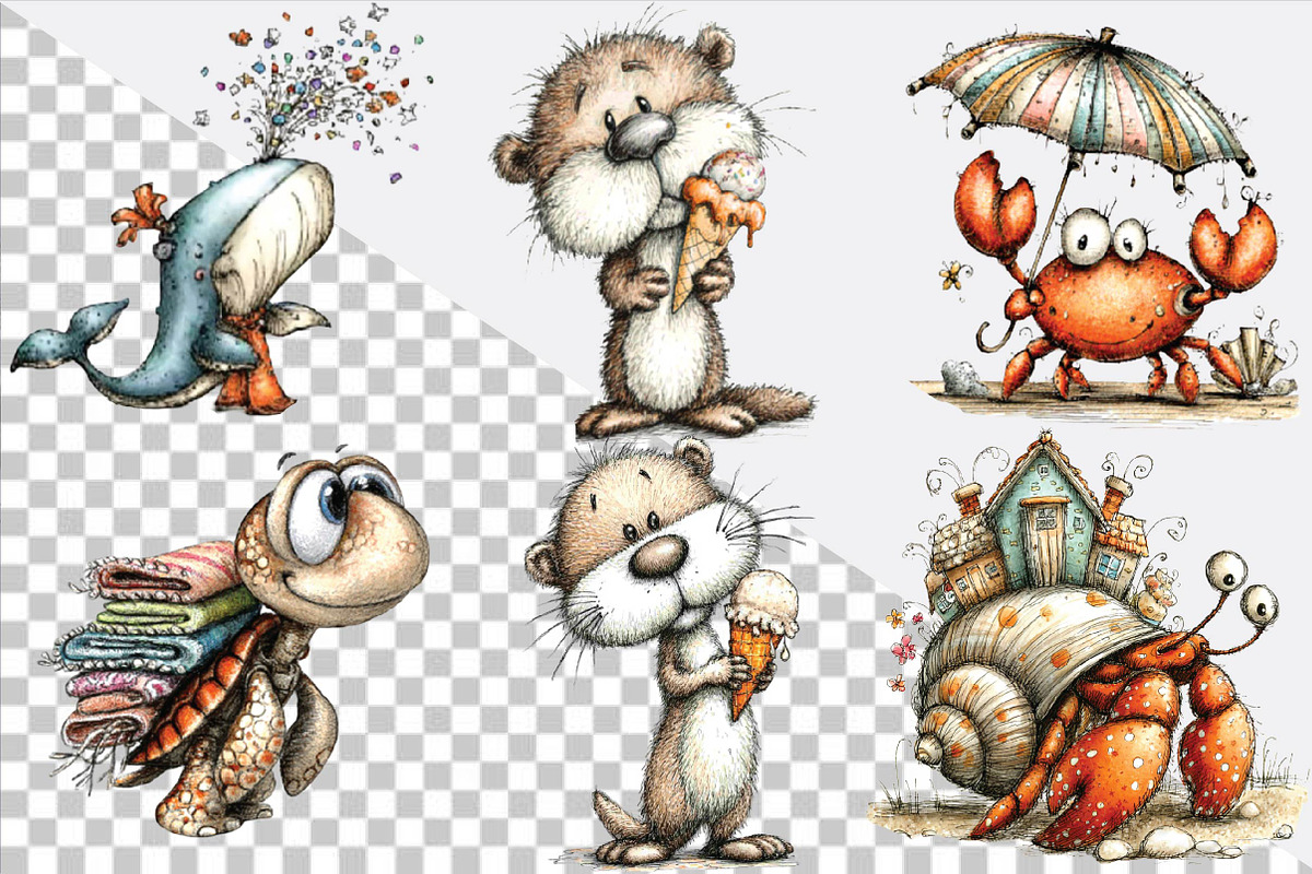 Beach Farm Animals PNG Clipart Set, an Illustration by SVGArt (Photo 2 of 9)