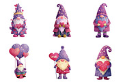 watercolor valentine cute gnome clip, an Illustration by CreationArt (Thumbnail 4 of 5)