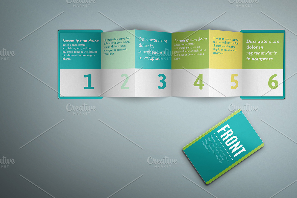 5x Z-Card Mock-up - 6 Panels C-Fold, a Print Template by carina.reis