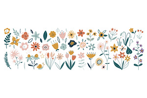 Flower collection with leaves