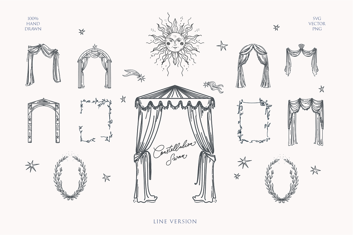 Whimsical Celestial Curtain Frames, a Decorative Illustration by Summer Nightingale Art (Photo 2 of 12)