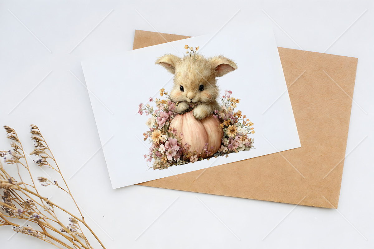 Whimsical Fall Autumn Bunny Clipart, a Seasonal Illustration by Canvas Craft (Photo 10 of 10)