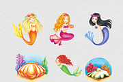 Colorful Mermaids Clipart Images, an Illustration by Whimseez (Thumbnail 4 of 5)