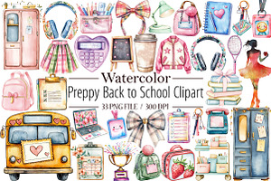 Preppy Back to School Clipart Bundle, an Illustration by Libby Wishes