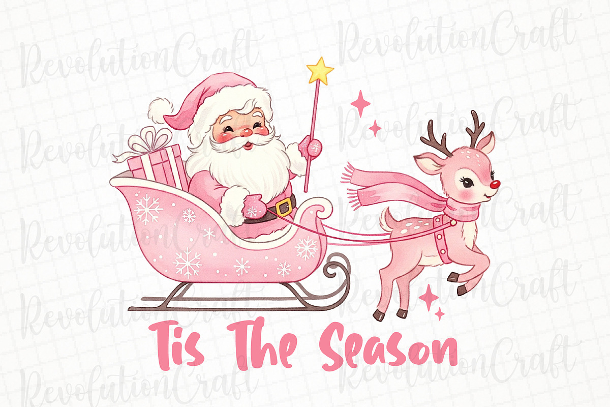 Tis The Season,Santa Reindeer Sleigh, an Illustration by OK Design (Photo 1 of 4)