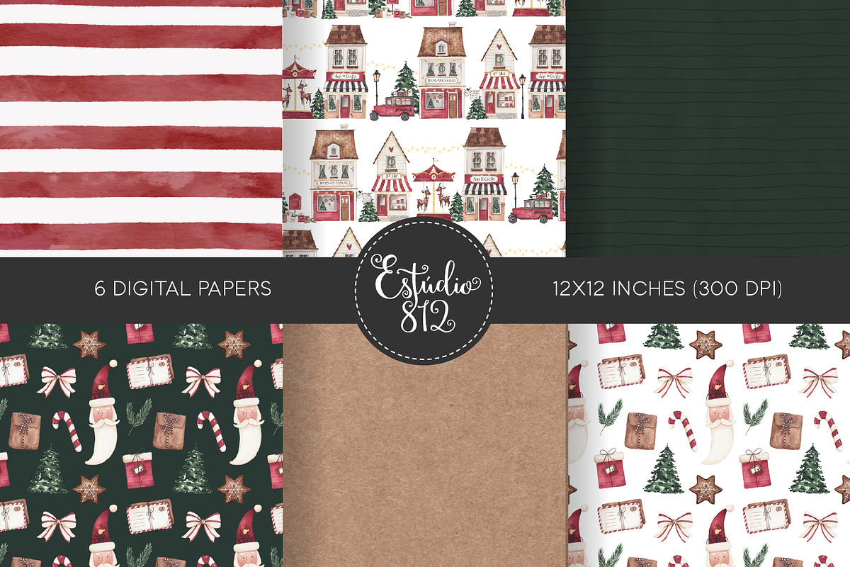 Christmas Village watercolor set, a Decorative Illustration by Estudio 812 (Photo 2 of 10)