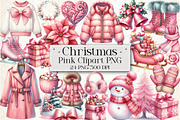 Pink Christmas Clipart-24 PNG, an Illustration by Libby Wishes (Thumbnail 1 of 6)