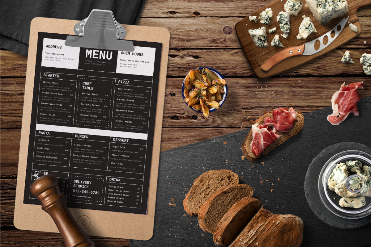 Mono Food Menu, a Print Template by The Savory Directors (Photo 2 of 3)
