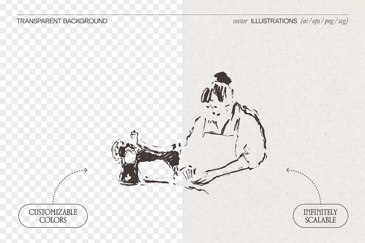 Artisan Tailor Sketch Illustrations, a Person Illustration by TheMountBirdStudio (Photo 2 of 6)