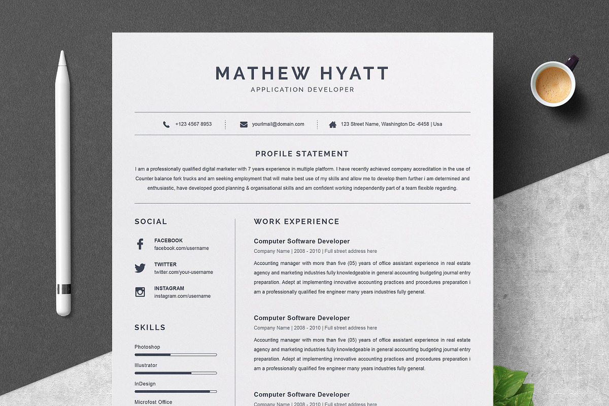 Resume/CV Bundle | 200+ for $29, a Resume Template by ResumeInventor (Photo 15 of 207)
