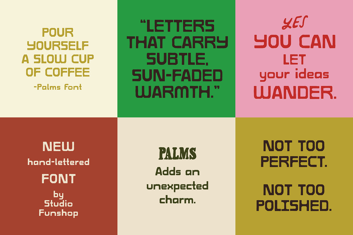 Palms - Handmade Retro Sans Serif, a Font by Studio Funshop by Kelli (Photo 4 of 10)