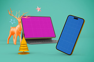Christmas Responsive Mockup, an iPhone Mockup by Qaleb Studio