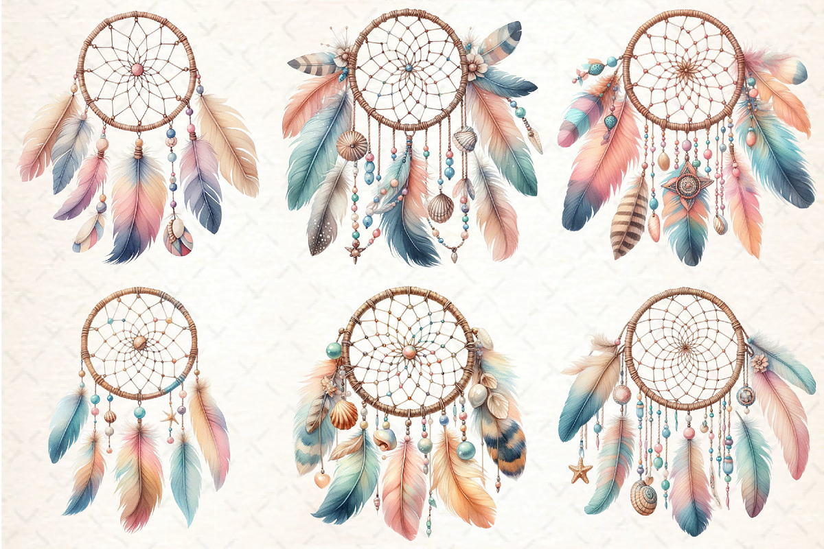 Watercolor Boho Dreamcatcher Clipar, an Illustration by DreamCafeArt (Photo 4 of 4)