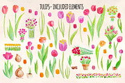 53 Bright Tulip Watercolor Clip Art, a Seasonal Illustration by Violet LeBeaux (Thumbnail 2 of 3)