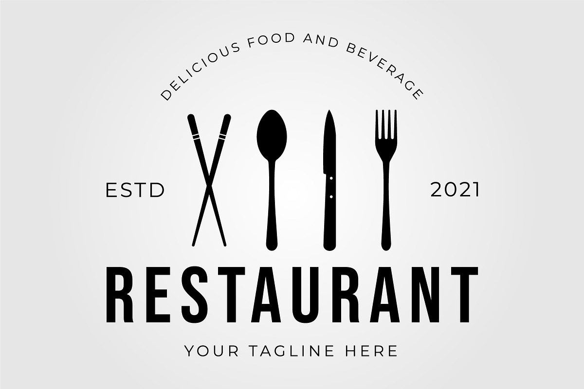 restaurant, spoon, fork logo, a Graphic by Rizkaarishandy_shop