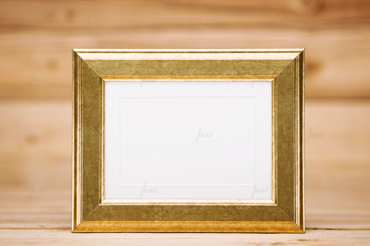 Golden frame on wood background, a Print Template by JustLikeMyDesktop (Photo 2 of 2)