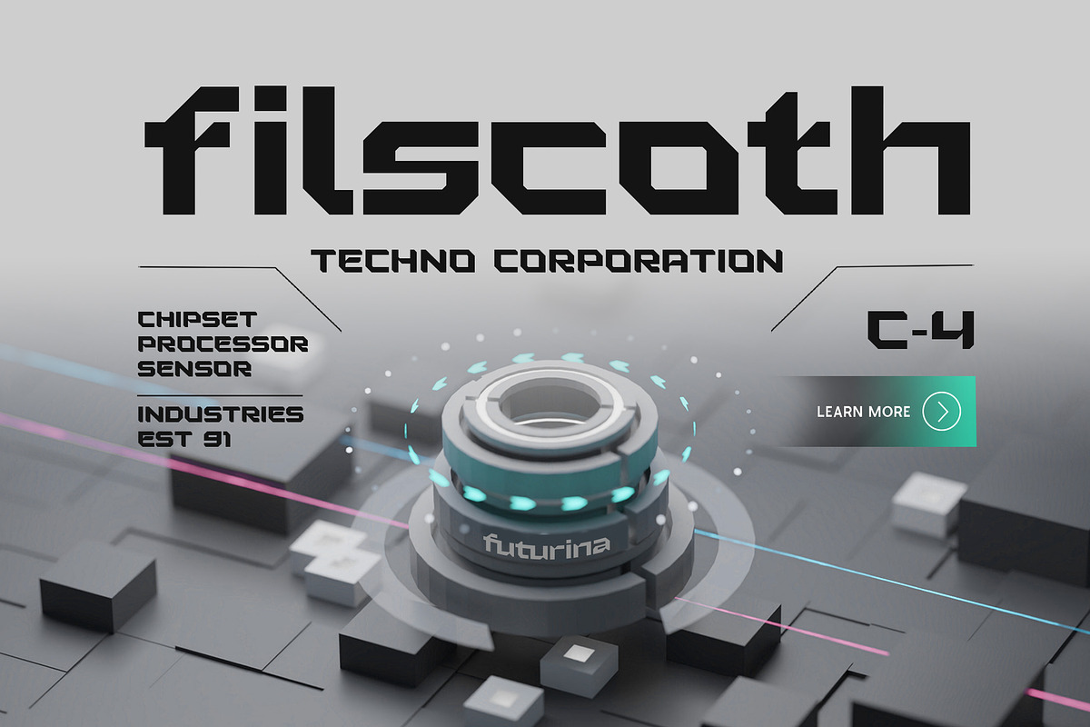 Futurina - Techno Sans, a Sans Serif Font by Typia Nesia (Photo 3 of 10)