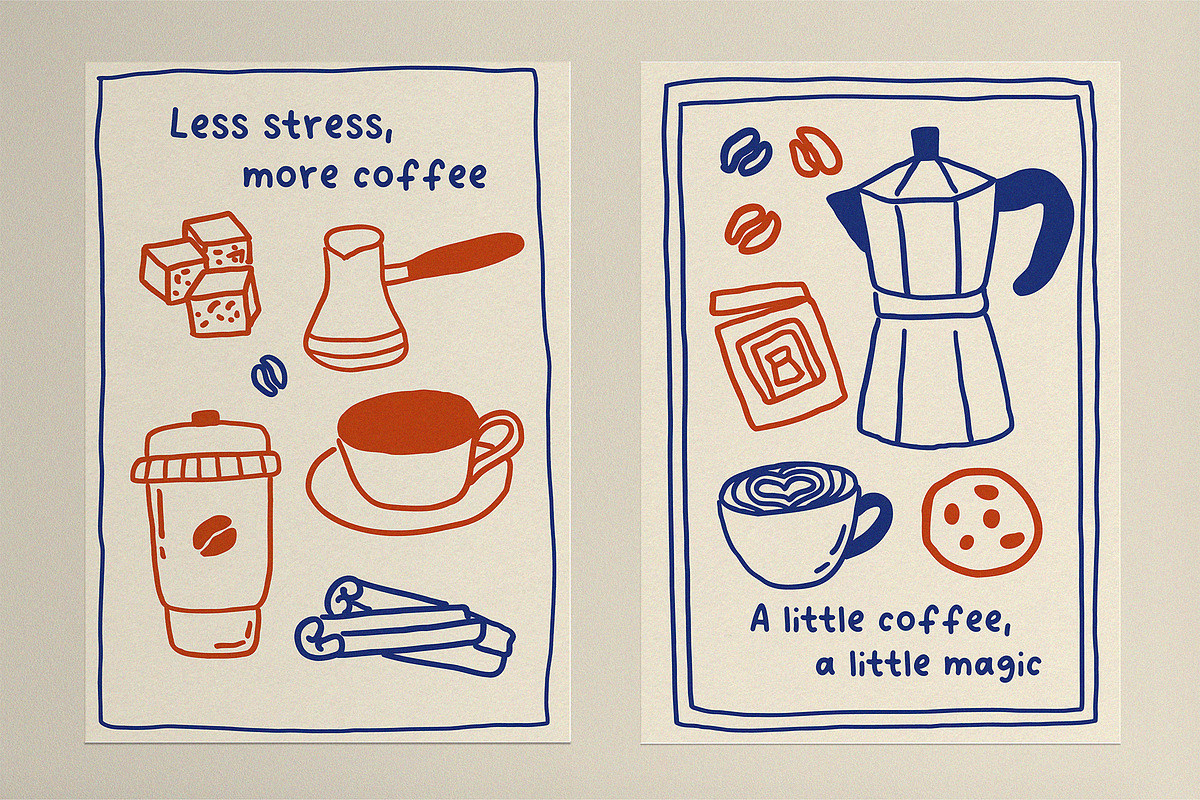 COFFEE BREAK whimsical line art set, a Food Illustration by Madiwaso (Photo 6 of 9)