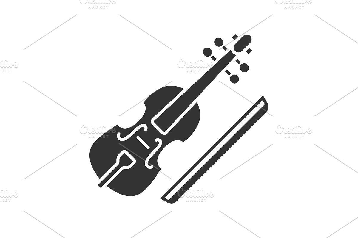 Viola and bow glyph icon, an Icon by IMG Visuals
