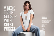 4 Mockup Woman V-Neck T-Shirt, a Shirt Mockup by Grow Design Craft Studio (Thumbnail 1 of 9)