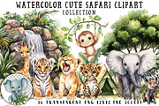 Watercolor Cute Safari Clipart, an Illustration by OK Design (Thumbnail 1 of 6)