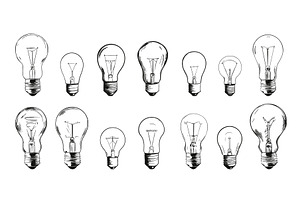 Sketch light bulbs isolated on white, a Technology Illustration by Valerie Bodnar