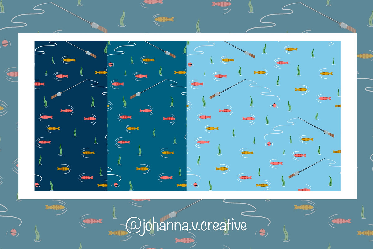 Fishing Adventure Surface Pattern, an Illustration by Johanna V. Creative (Photo 1 of 4)