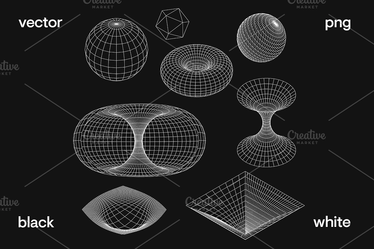 Wireframe geometric shapes. Vector, an Object Graphic by Mary P (Photo 2 of 2)