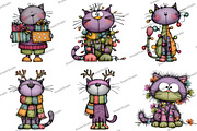 Funny Christmas Cats Clipart, an Illustration by DreamArtGraphic (Thumbnail 5 of 5)