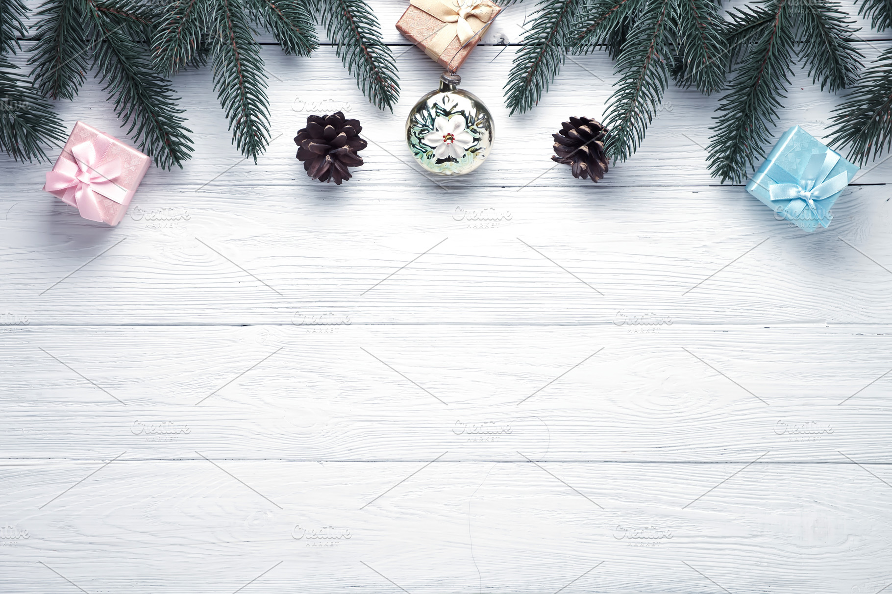 Christmas composition containing greeting, season, and decoration, a Holiday Photo by Vladimir Kazimirov