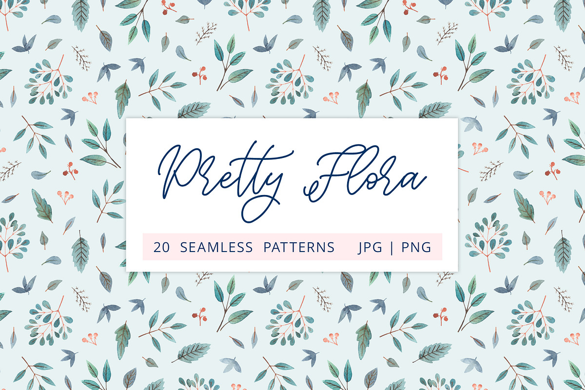 Botanical watercolor floral patterns, a Texture Illustration by alenaganzhela (Photo 1 of 8)