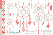 Mint & Coral Dreamcatcher Clipart, an Illustration by Amanda Ilkov (Thumbnail 1 of 4)