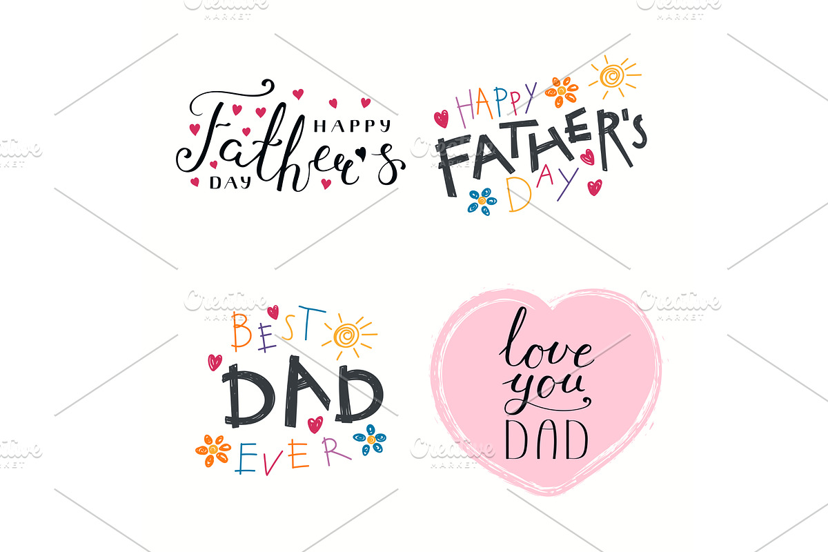 Fathers Day quotes set, an Illustration by sceptical cactus