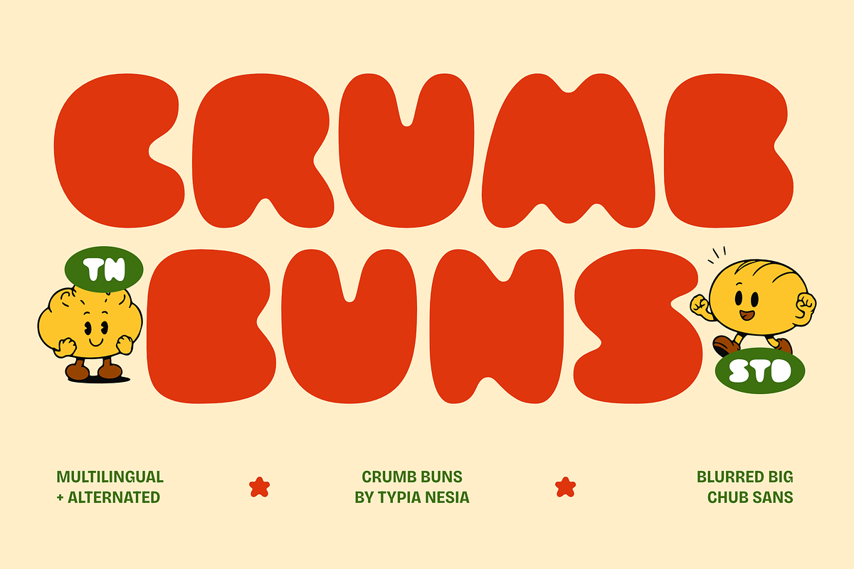 Crumb Buns - Retro Chunky Sans Font, a Sans Serif Font by Typia Nesia (Photo 1 of 12)