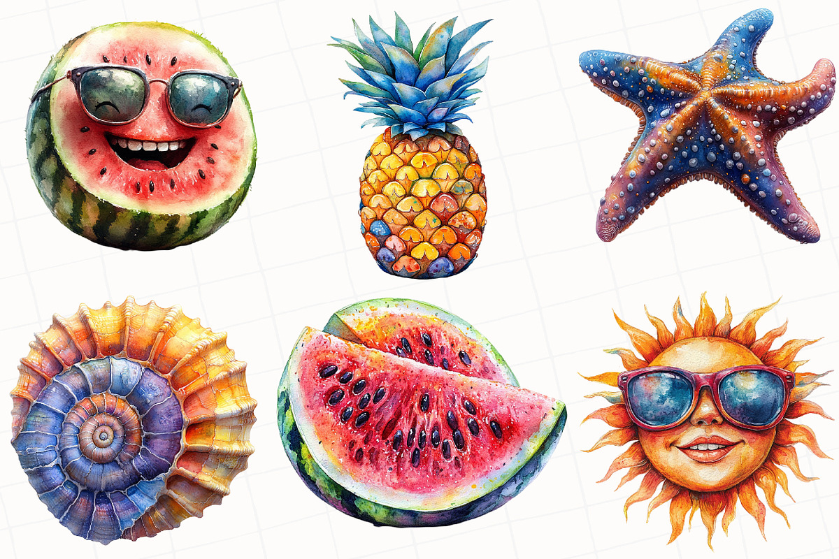Funky Summer Clipart, an Illustration by OK Design (Photo 3 of 5)