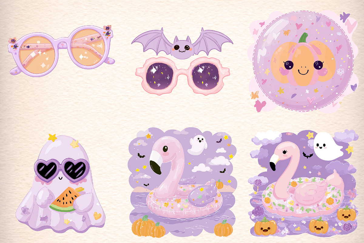 Summerween Ghost Clipart Bundle, an Illustration by Digital Artistic99 (Photo 4 of 11)