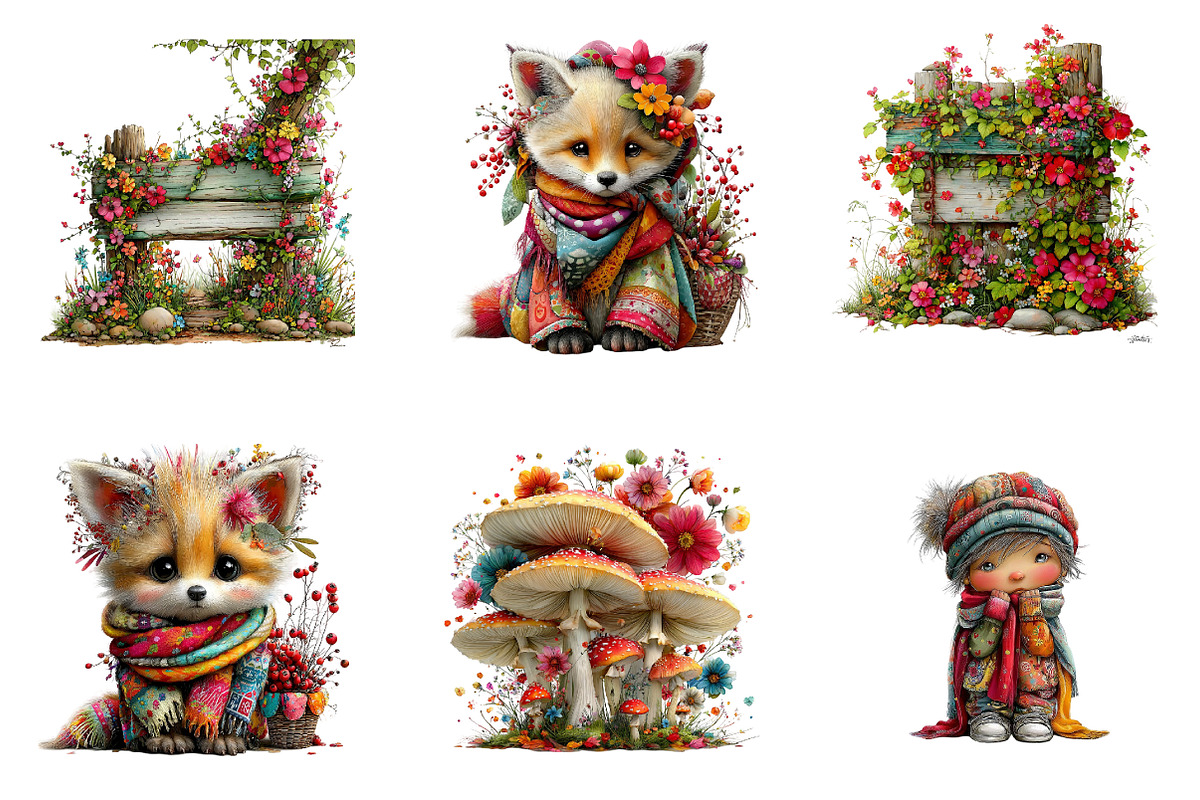 Whimsical Garden Friends Clipart Set, a Seasonal Illustration by CreationArt (Photo 5 of 6)