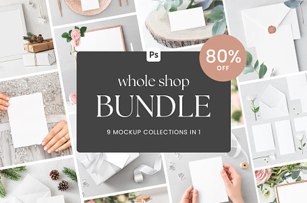 WHOLE SHOP MOCKUP BUNDLE 80% OFF, a Print Template by Lena Zakharova