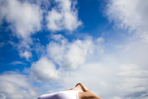 Yoga woman featuring adult, alone, and beach