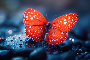 Beautiful red butterfly with water drops, a Photo by AlyaAnd