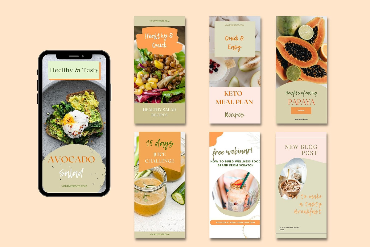 Pinterest Food Template Canva, a Social Media Template by Deepa Template Studio (Photo 2 of 10)