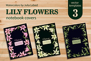 Lily Flowers Notebook Covers, a Stationery Template by L- design studio (Thumbnail 1 of 5)