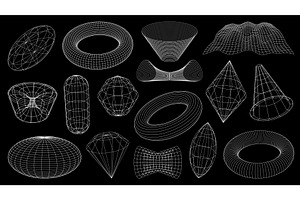3D wireframe shapes, brutal tech, a Decorative Illustration by Vector Tradition