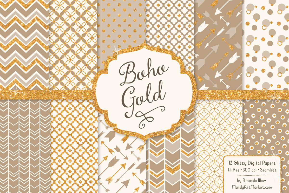 Champagne Bohemian Glitter Patterns, a Pattern Graphic by Amanda Ilkov (Photo 1 of 3)