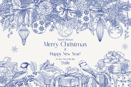 Hand drawn Christmas Toile set, an Object Illustration by ON_lineart_store