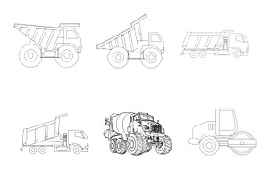 Construction Vehicle Outlines Set 1